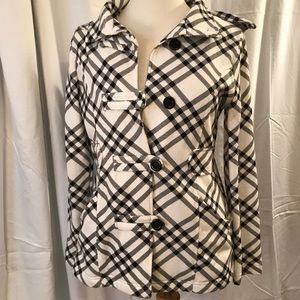 Black and White Hooded Pea Coat